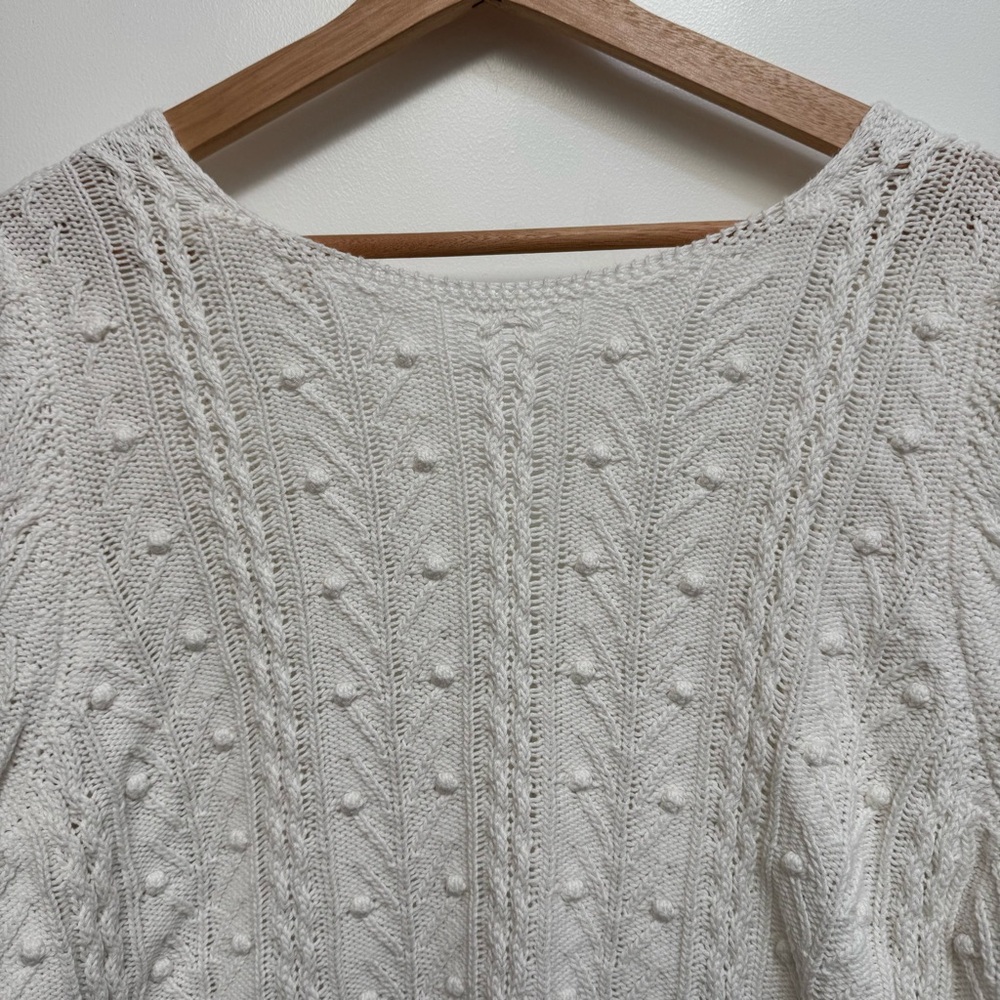 Sezane Beryl Cardigan Sweater Women XL Cable Knit Organic Cotton Reversible Butt - Picture 8 of 14